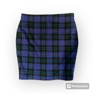 Blue and Black Plaid Skirt | Mini Skirt
